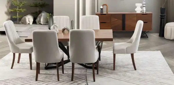 Comedor Rectangular 180 Cm Piastri Beige 7 Piezas - Imagen 4