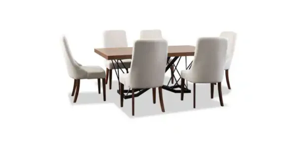 Comedor Rectangular 180 Cm Piastri Beige 7 Piezas - Imagen 3